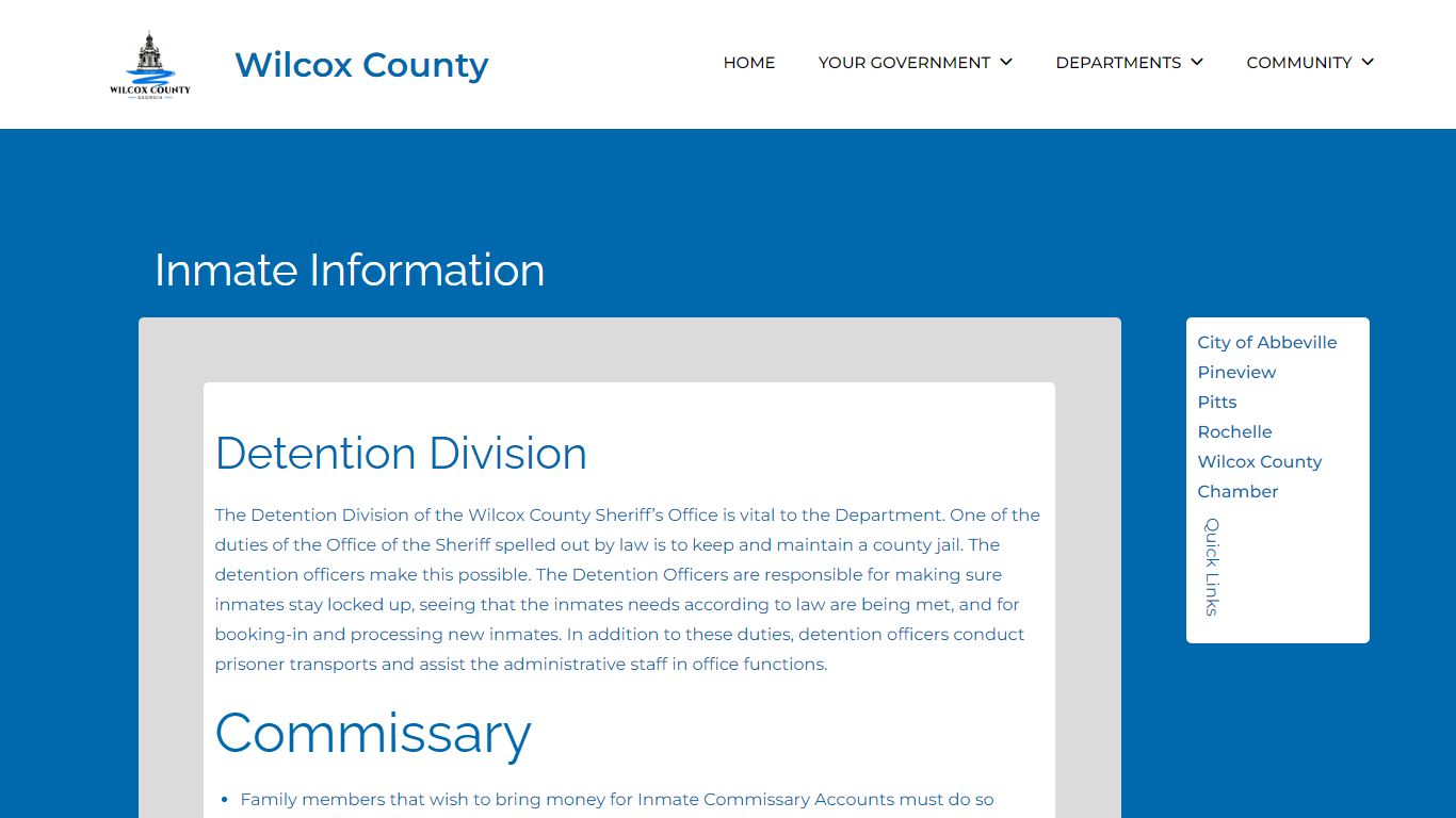 Inmate Information – Wilcox County